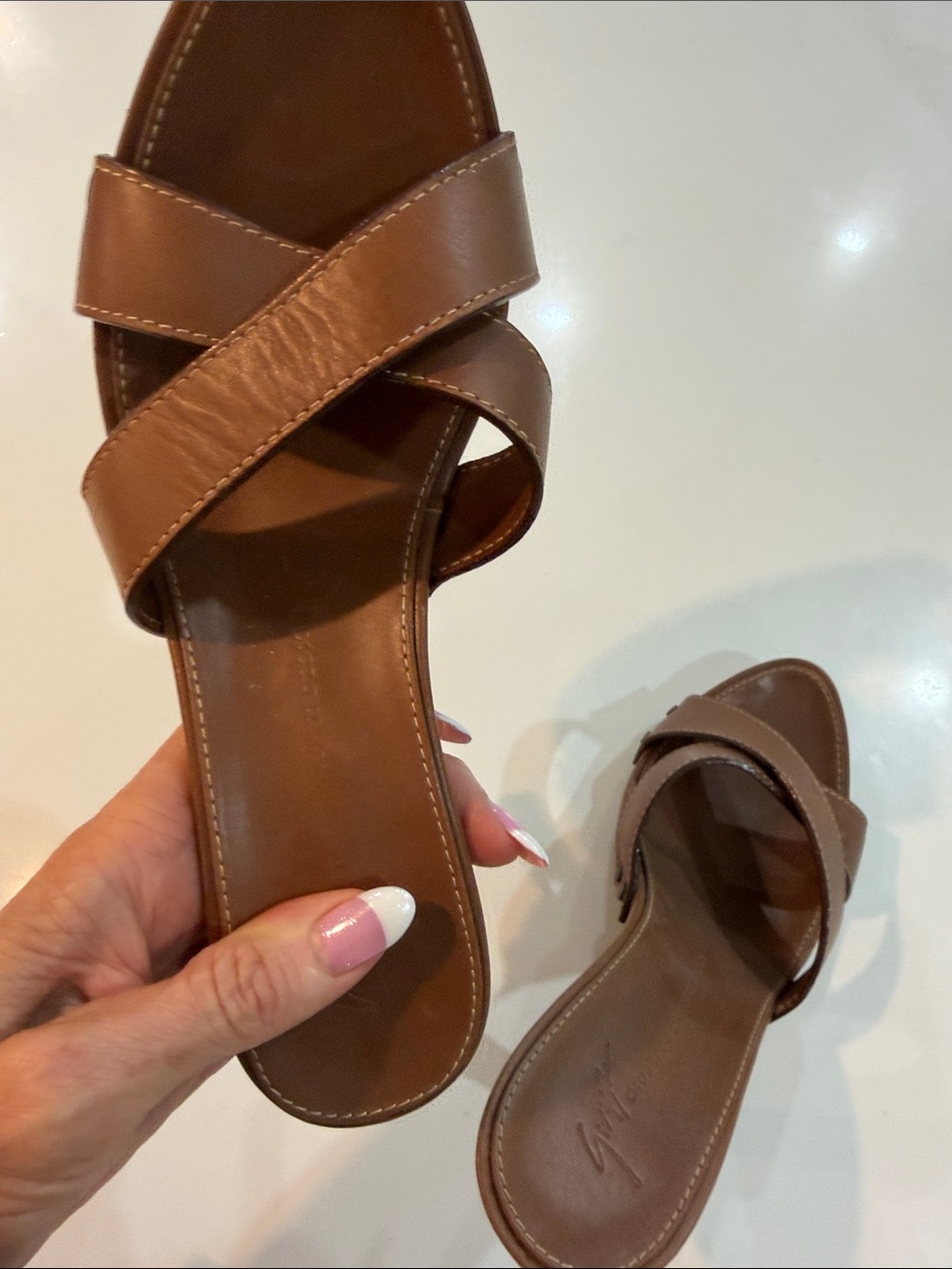 Giuseppe Zanotti Brown Leather Crisscross High Heel Slide - Picture 12 of 15